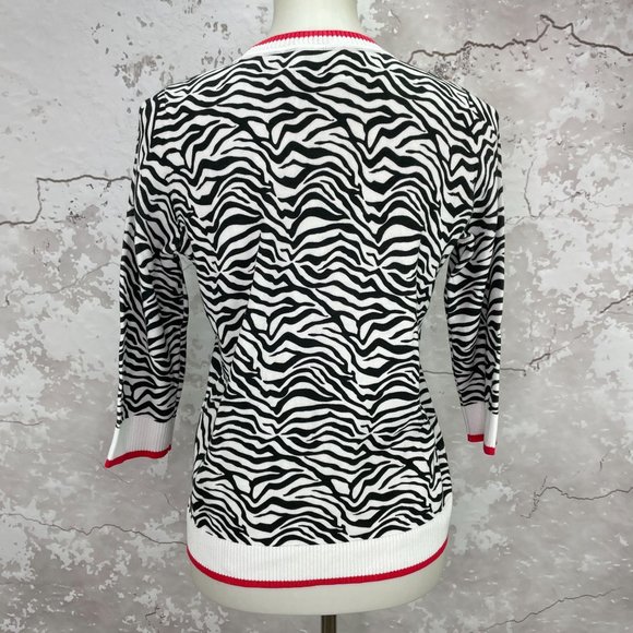 Edinburgh Knitwear Zebra Print Crewneck Cotton Sweater S NWT - Picture 6 of 11